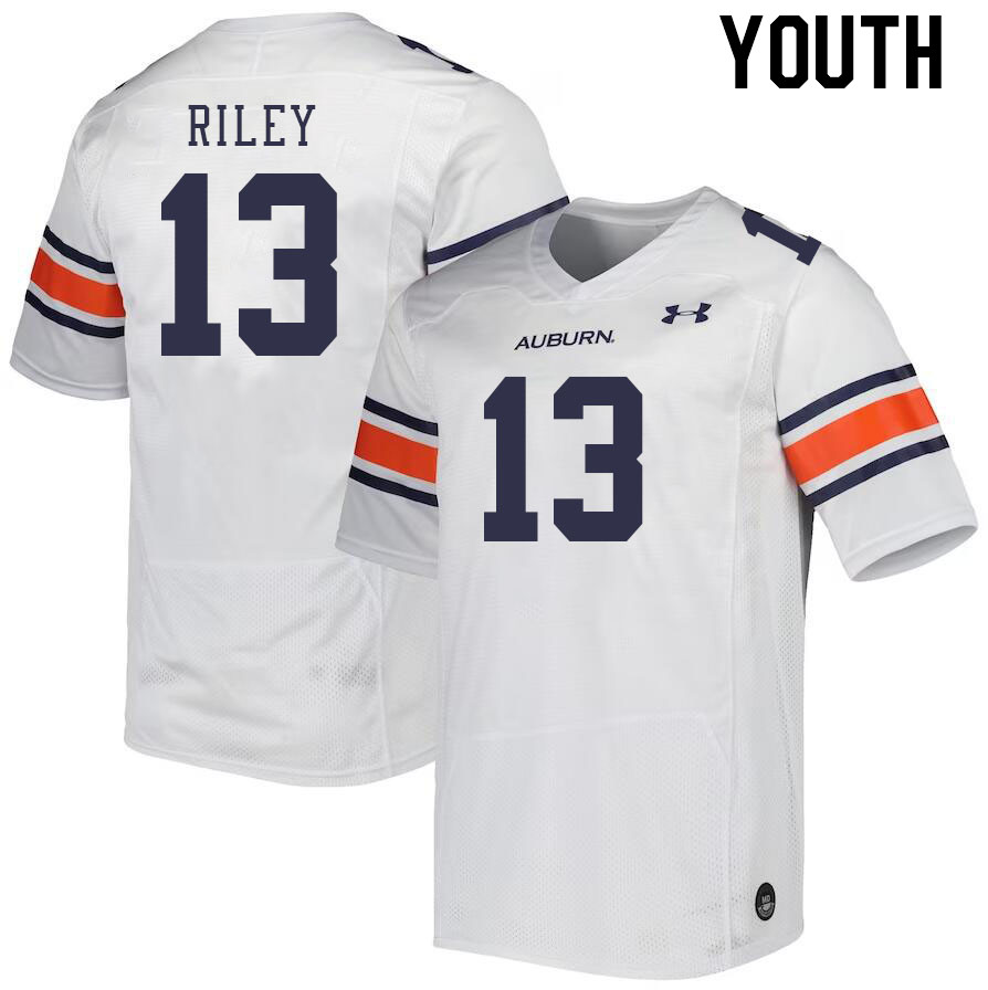 Youth #13 Cam Riley Auburn Tigers College Football Jerseys Stitched-White - Click Image to Close